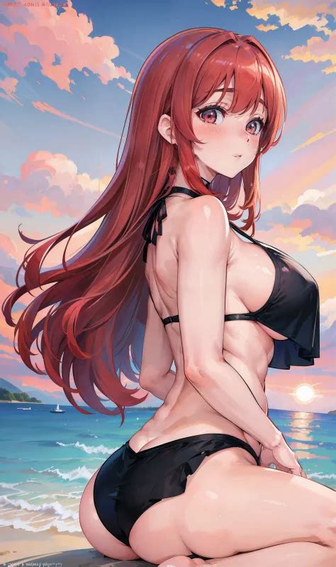 Kousaka Honoka Blue Eyes Naked Pink Bikini Soaked In Sweat SeaArt AI