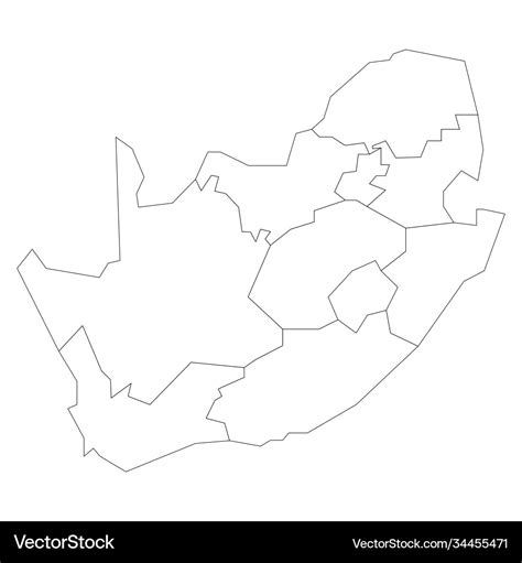 South Africa Blank Map Provinces Royalty Free Vector Image