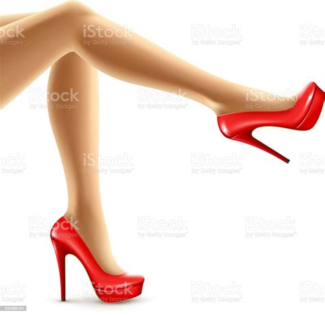 Vector Illustration Of Female Legs In Red Shoes Vector Illustration Stock Illustration