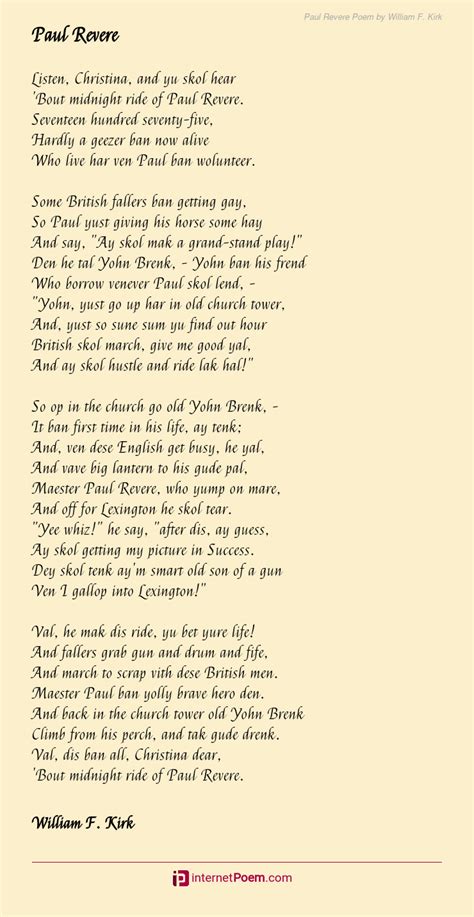 paul revere poem  william  kirk