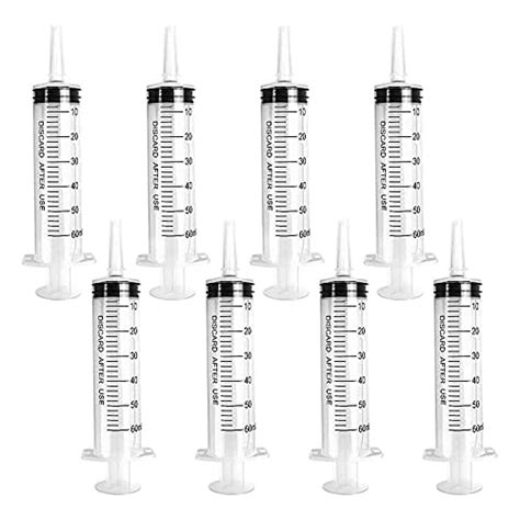 Depepe 8pcs 60ml Plastic Syringe With Caps Large Catheter Tip Syringes