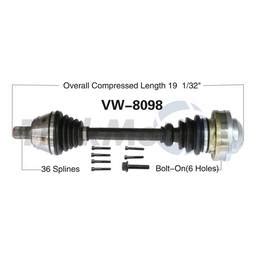 Audi VW CV Axle Shaft Front Driver Side Aftermarket VW8098 Surtrack