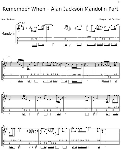 Remember When - Alan Jackson Mandolin Part - Sheet music for Mandolin