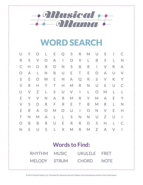 Free Printable Music Word Search Puzzles