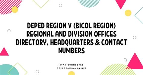 Deped Region V Bicol Region Regional And Division Offices Directory