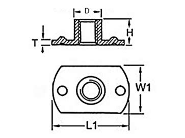 Fastenerdata Metric Coarse Tee Nut Slab Base Upper Weld Pips Mild