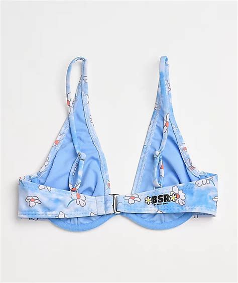 By Samii Ryan Felt Cute Blue Tie Dye Underwire Triangle Bikini Top Zumiez