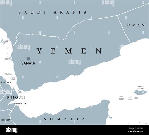 Yemen political map with capital Sanaa. Republic and Arab country in ...