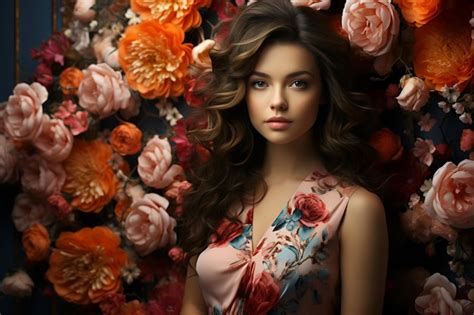 Premium AI Image Generative Ai Studio Portrait Of Beautiful Woman Brunette On Color Background