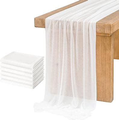 Amazon Ling S Moment 6 Pack 10ft Nude Sheer Chiffon Like Table Runner With Silver Sparkle