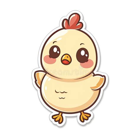 Cute Chibi Chicken Sticker Cartoon Illustration Generated With Ai Stock