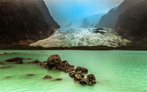 landscape, Nature, Mist, Glaciers, Lake, Chile, Mountain, Cold, Water