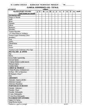 Fillable Online Radiologic Technology Program Fax Email Print Pdffiller