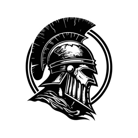 Helmet Spartan Vintage Logo Line Art Concept Black White Color Stock ...