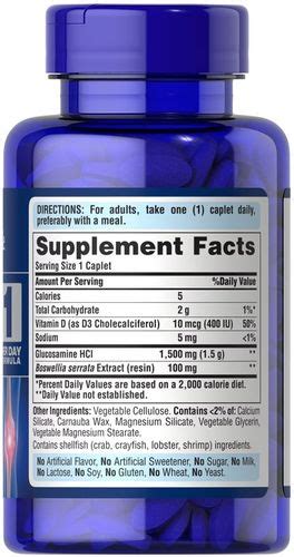 Puritan’s Pride One Per Day Glucosamine, Vitamin D3 & Boswellia 60 табл ...