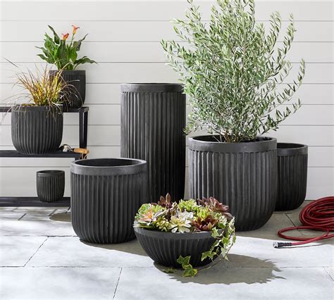 Concrete Fluted Outdoor Planters Pottery Barn