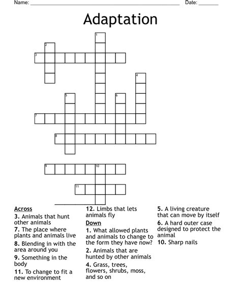 Adaptation Crossword Wordmint