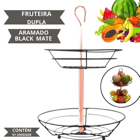 Fruteira De Mesa Aramada De Frutas Rosê Gold Moderna 2 andar Shopee