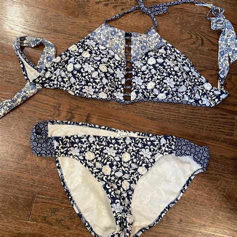 Jessica Simpson Swim Jessica Simpson Blue Floral Bikini Poshmark