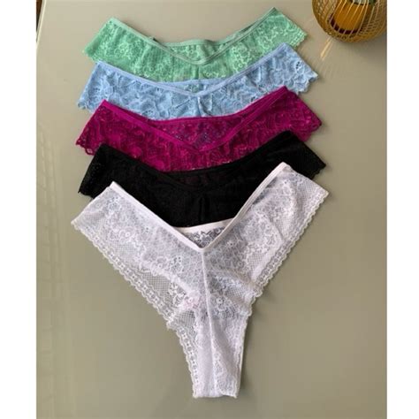 Kit Calcinhas Renda Fio Dental Lingerie Sensual Moda Intima Feminina Revenda Conforto