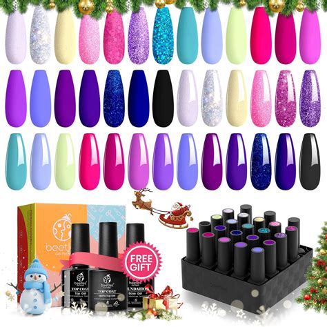 Beetles Gel Nail Polish Kit Midnight Euphoria Collection Purple Blue Hot Pink Glitter Gel
