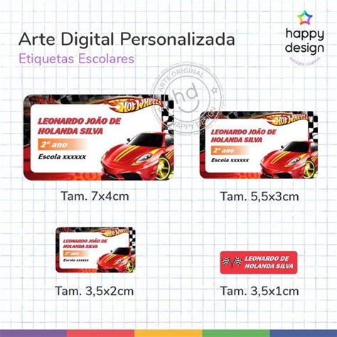 Arte Digital Etiqueta Escolar Hot Wheels Elo7 Produtos Especiais Modelos De Etiquetas