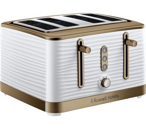 R Hobbs Inspire Luxe 24386 4 Slice Toaster White And Brass In 2020 Russel Hobbs Kettle And