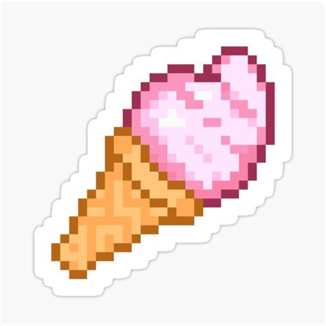 Strawberry Ice Cream Cone Pixel Art Sticker For Sale By Myserval Redbubble