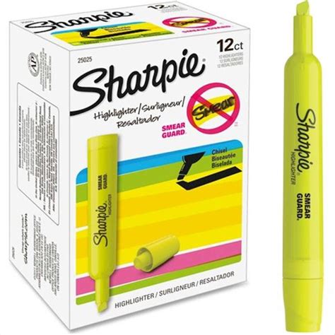 Sharpie Accent Fluorescent Yellow Highlighter Smear Guard Chisel Tip