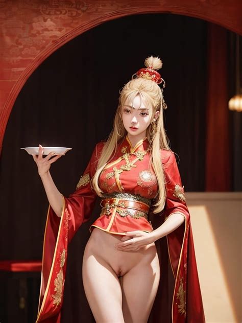 Bust Shot Horny Chinese Ceremonial Dress AI Porn