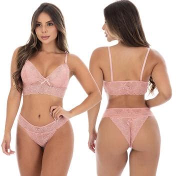 Conjunto Lingerie Calcinha Suti Renda Sem Bojo Conforto Al A Regul Vel Sexy Feminino Luxo