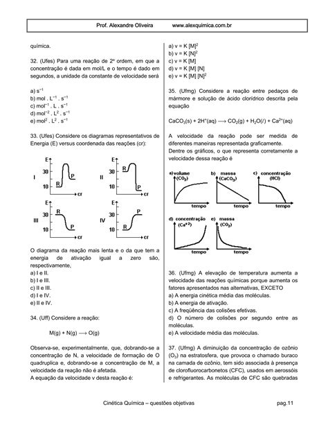 Questoes Sobre Cinetica Quimica - Cinetica quimica questoes_objetivas[1] | PDF
