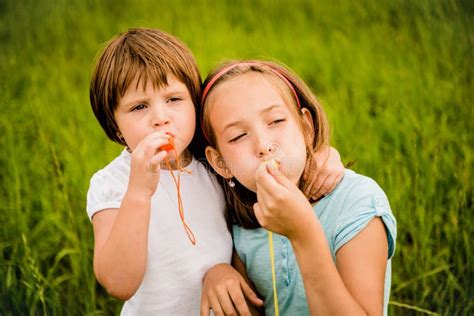 Children Blowing Whistle Stock Image Image Of Kids Young 44415421