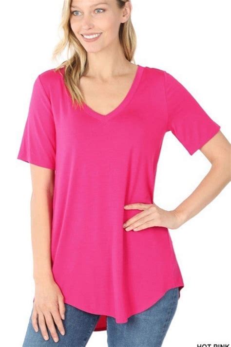 Bnwt Zenana The Steal Boss Tee Hot Pink Short Sleeve Size M Ebay