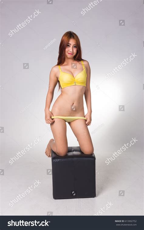 Sexy Asian Woman White Lingerie On Stock Photo 613302752 Shutterstock