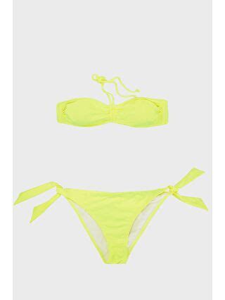 Slipstop Sari Neon Yellow Kolay Kuruyan Uv Korumalı Bağlamalı Kadın Bikini SM22140021