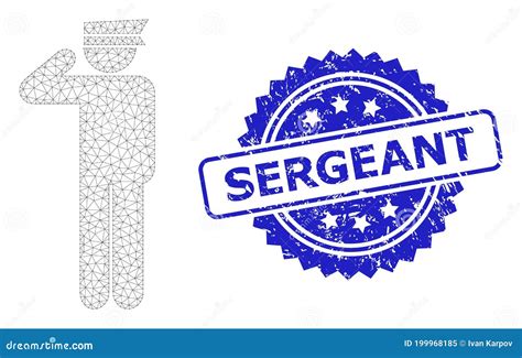 Grunge Sergeant Rosette Stamp And Mesh Carcass Police Officer Stock Vector Illustration Of