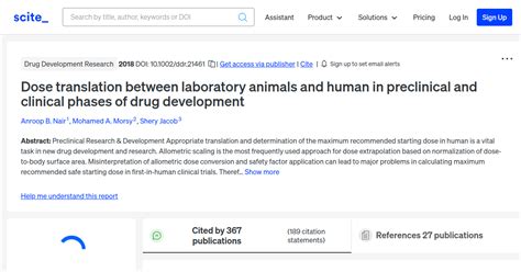citation report dose translation  laboratory animals  human