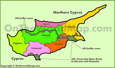 Administrative map of Cyprus - Ontheworldmap.com