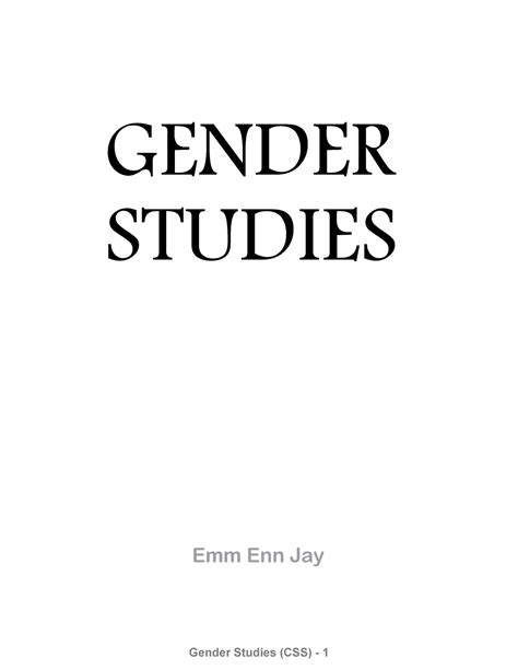 Gender Studies Css Lecture Notes 1 10 Gender Studies C O N T E N T