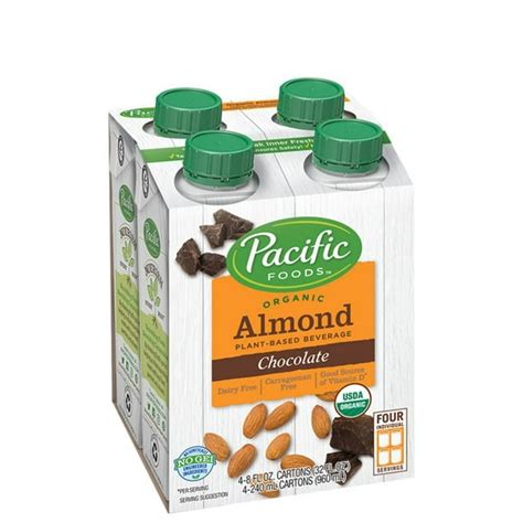 Pacific Foods Organic Almond Chocolate Milk Non Dairy Chocolate Beverage 8 Oz 4 Count