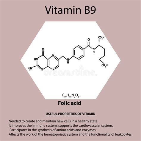 Vitamina B9 Fórmula Química Molecular Do ácido Fólico Infográfico