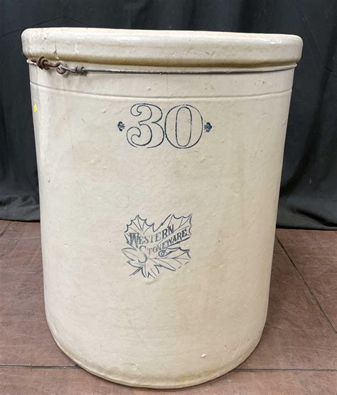 Lot Western Stoneware Gallon Crock