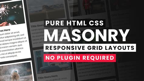 Pure Css Responsive Masonry Grid Layouts Grid Like Pinterest With