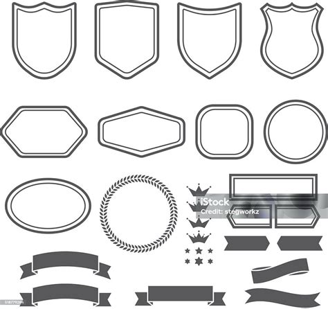 Set Of Elements Ribbons And Emblem Forms For Create Logotype Stock