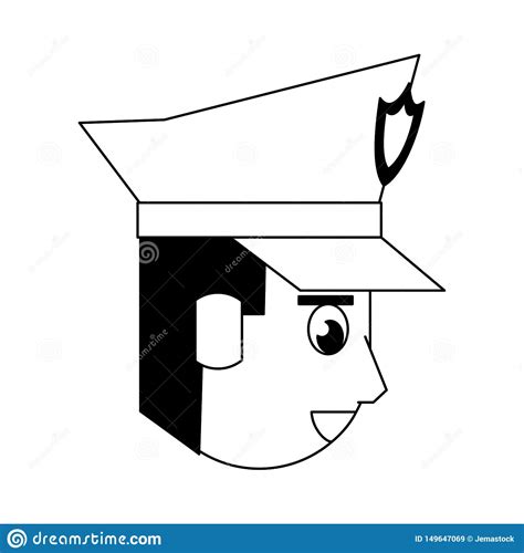 Personagem De Banda Desenhada Do Avatar Da Cara Do Pol Cia Em Preto E