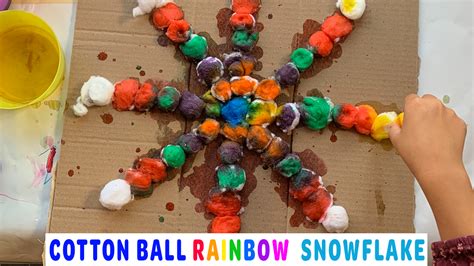 Cotton Ball Rainbow Snowflake - Happy Toddler Playtime