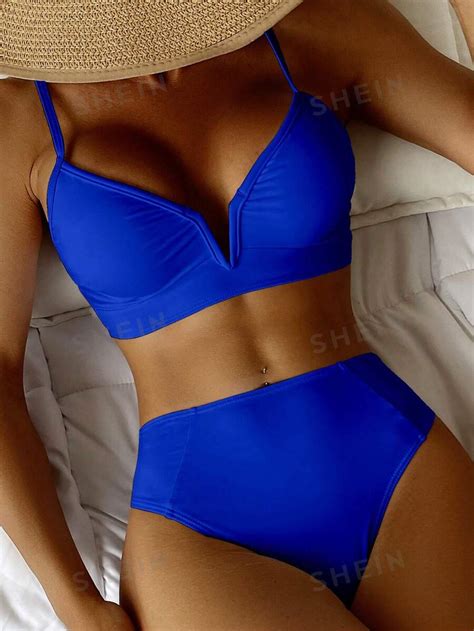 SHEIN Swim Conjunto De Bikini Sexy De Un Solo Color Para Mujeres