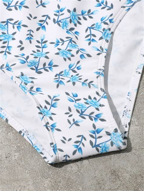 Conjunto de bikini con estampado de plantas para niña preadolescente verano playa Moda de