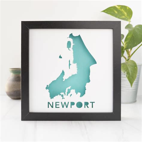 Newport Rhode Island Map Art Shadow Box - yeiou paper objects